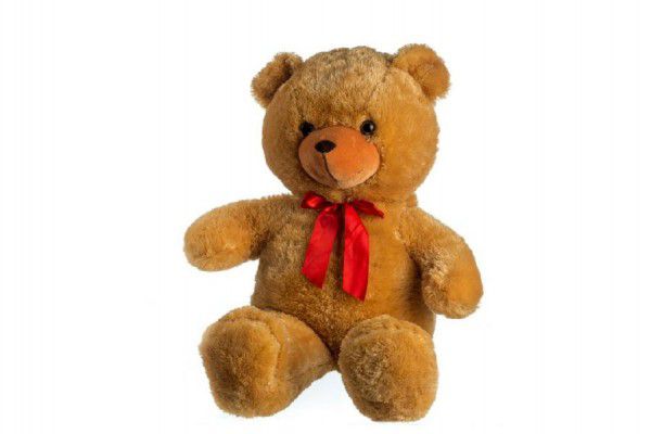 Medvěd plyš 100cm s mašlí světle hnědý hladký 0+ Teddies