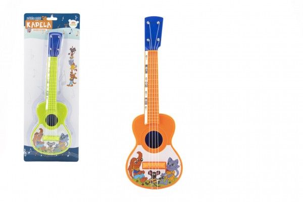 Ukulele/kytara plast 40cm s trsátkem Zvířátka a jejich kapela 2 barvy na kartě Teddies