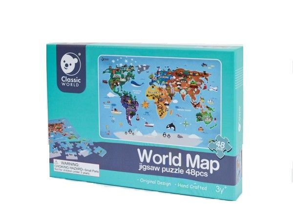 Teddies Dřevěné puzzle Mapa světa