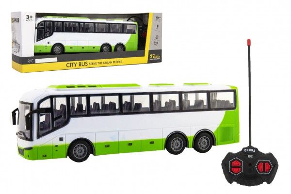 Autobus RC na dálkové ovládání plast 27MHz 32cm na baterie se světlem v krabici 42x15x11cm Teddies