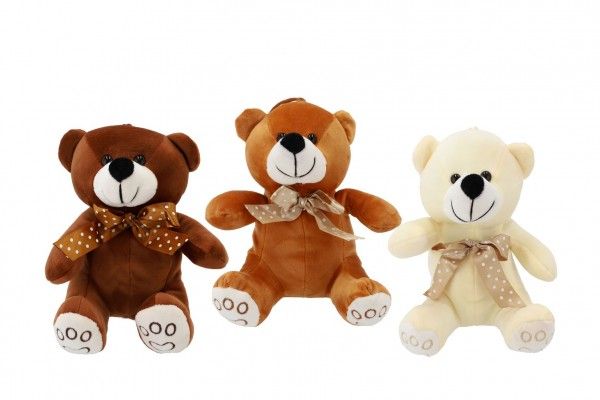 Medvěd sedící s mašlí plyš 18cm 3 barvy 0m+ Teddies