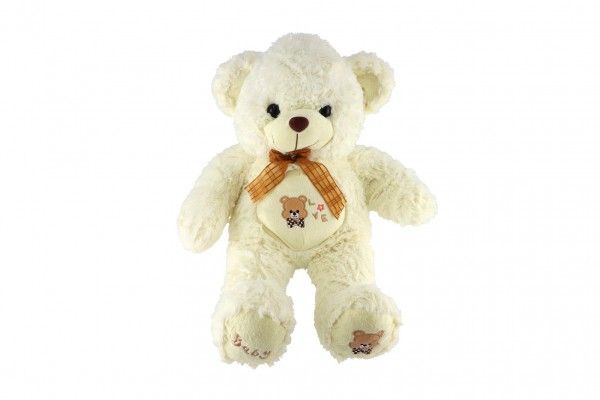 Medvěd s mašlí plyš 70cm bílý v sáčku 0+ Teddies