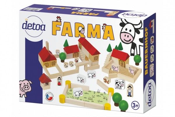 Farma stavebnice dřevo 100ks v krabici 30x20x6cm Teddies