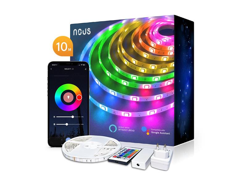 Smart LED pásek 12V 40LED/m IP44 36W RGB NOUS F2 10m WiFi Tuya - rozbaleno - poškozený obal