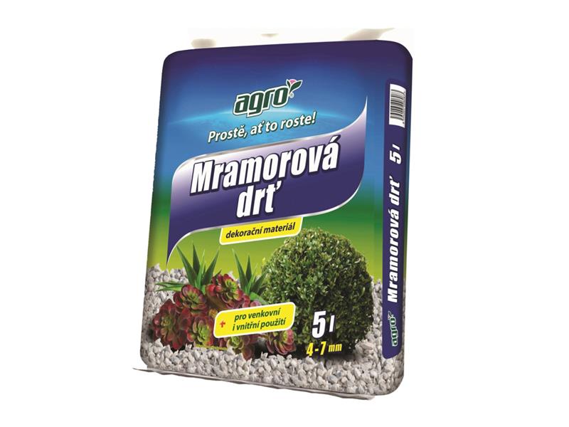 Mramorová drť AGRO 4-7mm 5l - rozbaleno - cca 1l vysypaný