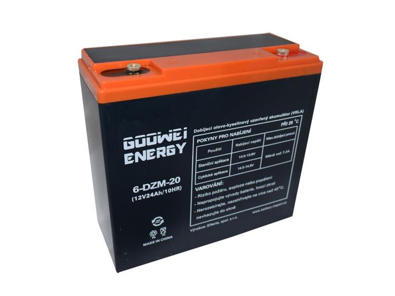 Trakční olověný akumulátor 12V 24Ah GOOWEI ENERGY 6-DZM-20 Pb - rozbaleno